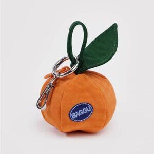 BAGGU Orange Citrus Pouch with Green Leaf- NWT